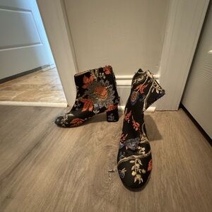 Floral Embroidered Ankle Boots